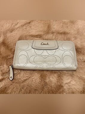 Coach Ashley Pearl Metallic Perforated Wallet